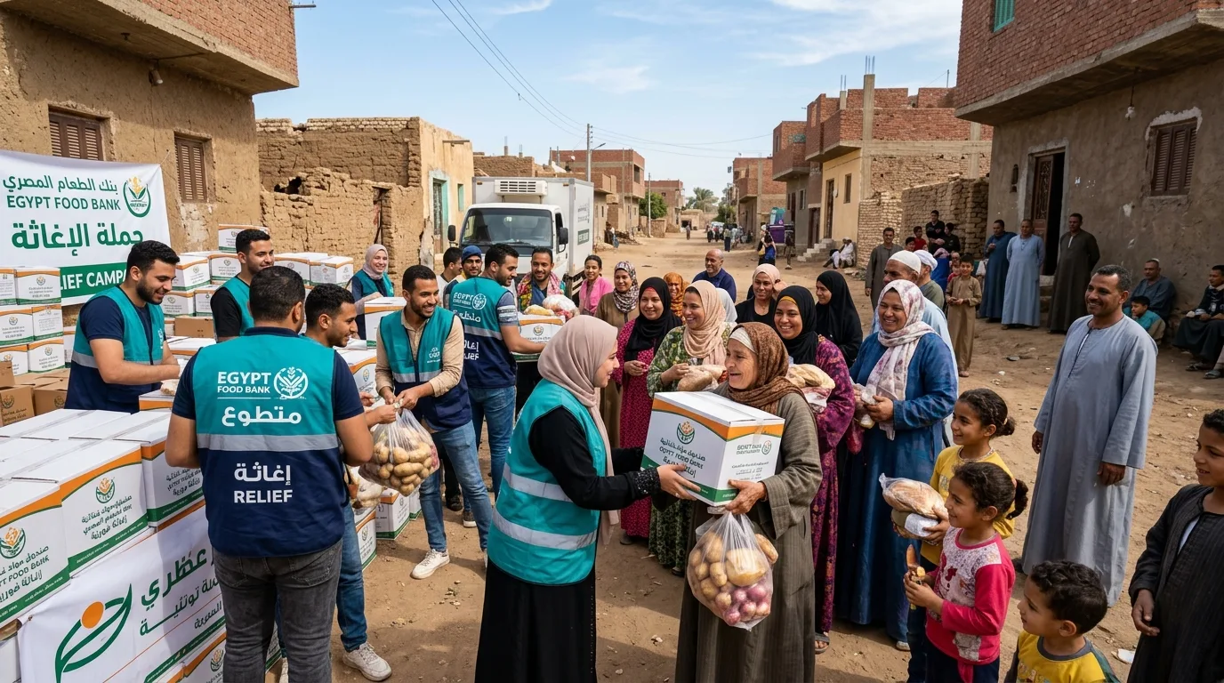 توزيع الطرود الغذائية ولحوم الإغاثة على الأسر المتعففة