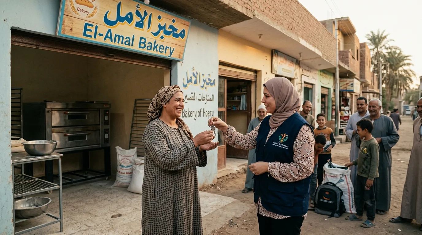تسليم مشروع مخبز متكامل لأم معيلة